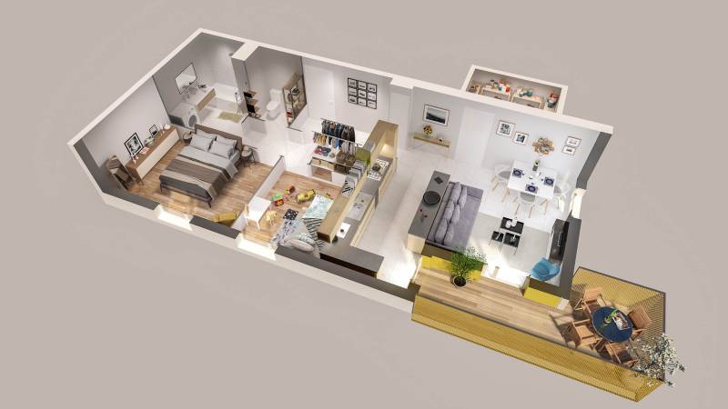 Concours de logements à Lyon : maquette 3D réaliste et rendus automnaux offrent une immersion sensible dans un projet élégant