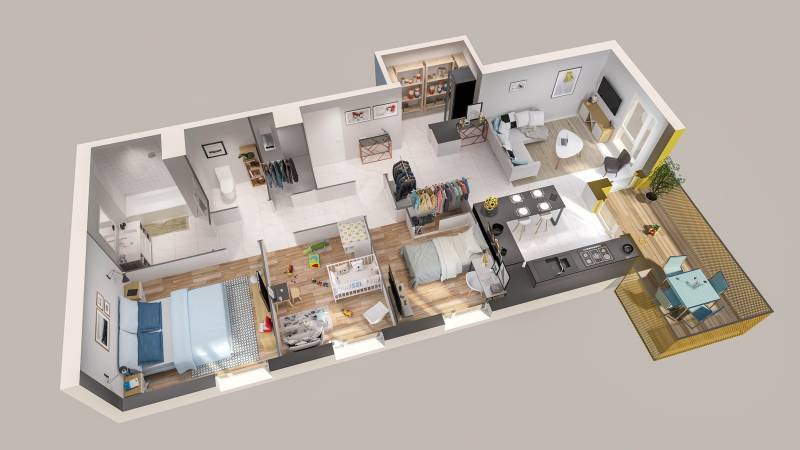 Concours de logements à Lyon : maquette 3D réaliste et rendus automnaux offrent une immersion sensible dans un projet élégant
