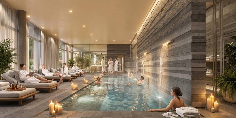 Perspective intérieure du SPA pour le concours du futur Hôtel Tulip à l'aéroport international de LYON