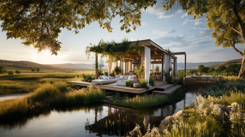 perspectives 3D pour projet de cabanes en plein air en Auvergne
