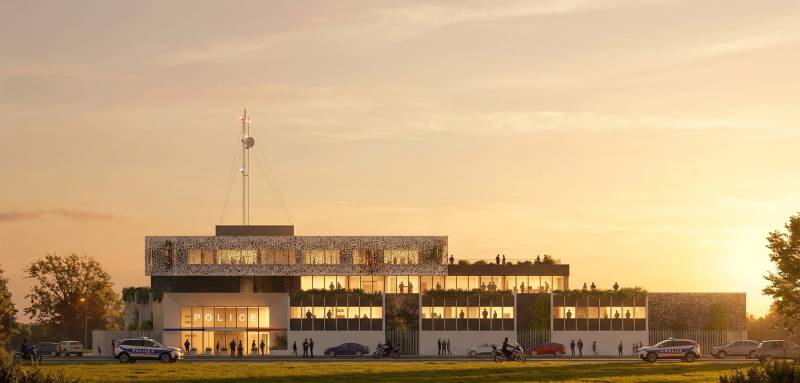 Façade, élévation pour le concours du nouvel hôtel de police - Saint Quentin en Yvelines