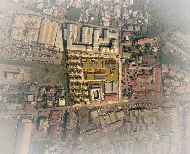 Plan masse texturé de la cité administrative et judiciaire de Saint-Martin