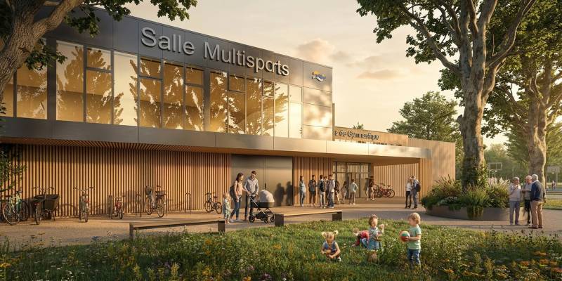Conception d'images 3D pour la rénovation et l'extension de Sport Horizon : le nouveau complexe sportif de Neuville sur Saône près de Lyon