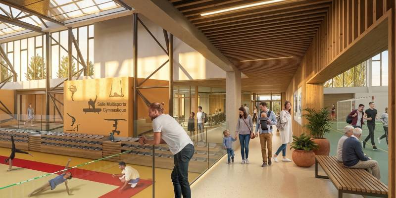 Conception d'images 3D pour la rénovation et l'extension de Sport Horizon : le nouveau complexe sportif de Neuville sur Saône près de Lyon