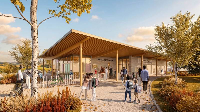 Les perspectives 3D du concours lauréat pour le nouveau restaurant scolaire et la bibliothèque de Crêches-sur-Saône près de Mâcon