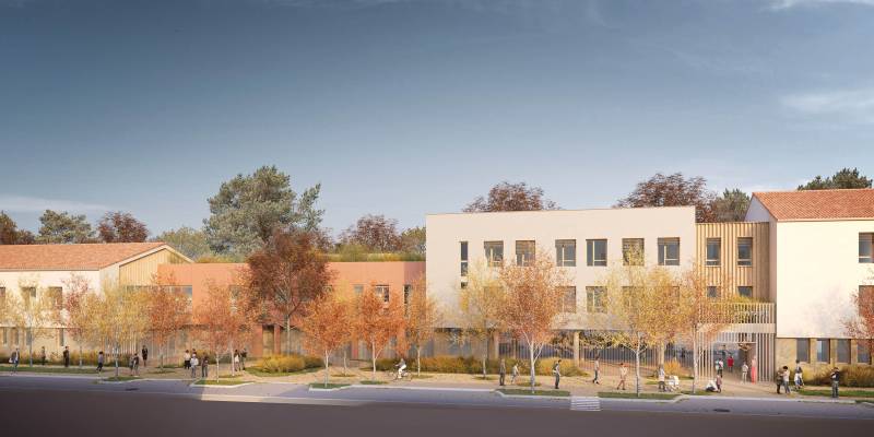 Projet en image 3D d'un groupe scolaire à Grand Clément Villeurbanne