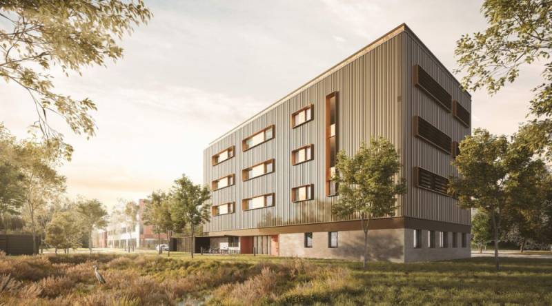 extension en image 3D d'Axel One avec laboratoire et bureaux
