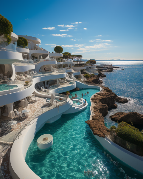 images 3D en perspective d’un complexe hôtelier haut de gamme en Croatie