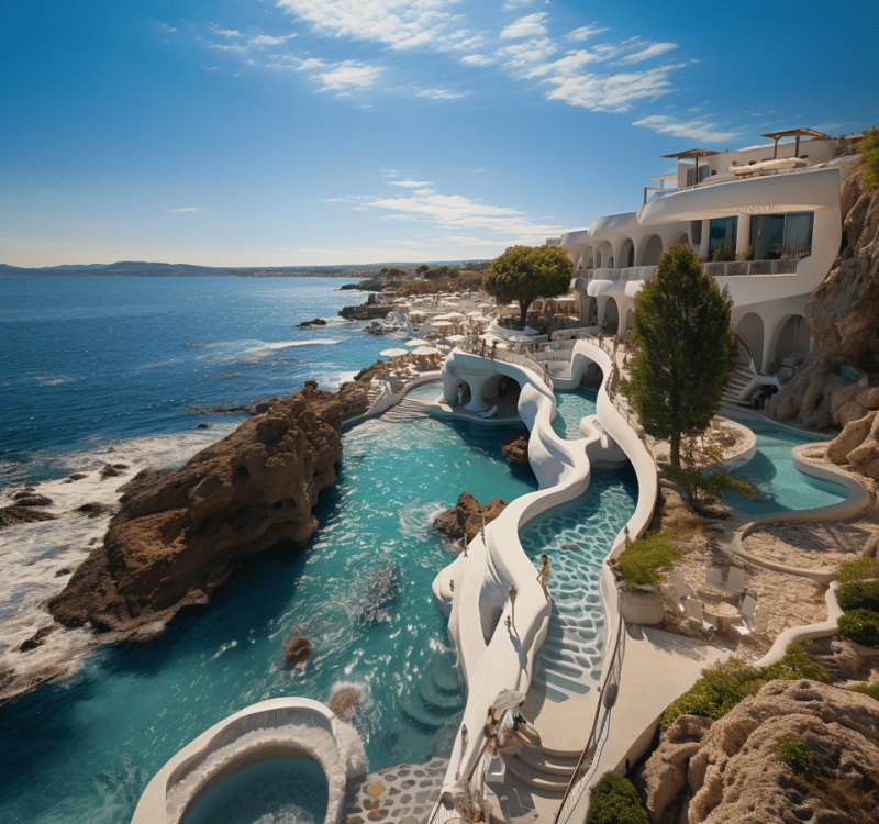 Présentation d'images 3D en perspective d’un complexe hôtelier haut de gamme en Croatie : le paradis en bord de mer