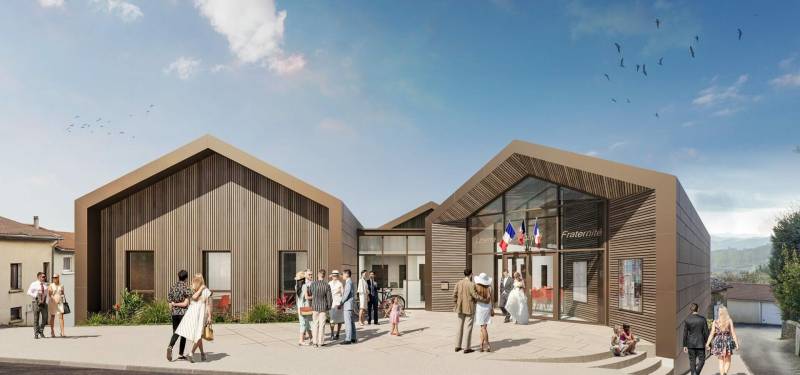 Les images 3D du concours lauréat pour la requalification de la mairie de Saint-Christo-en-Jarez près de Saint-Chamond