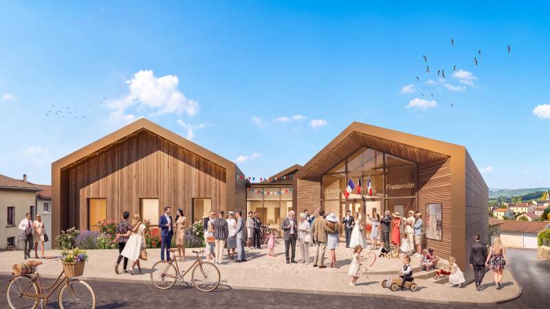 Les images 3D du concours lauréat pour la requalification de la mairie de Saint-Christo-en-Jarez près de Saint-Chamond