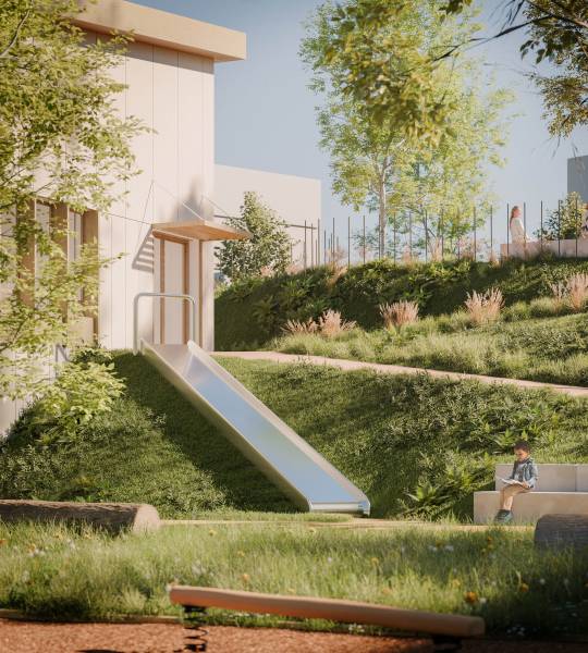 Les perspectives 3D pour le concours de l’extension du Groupe Scolaire Pierre Montet à Villefranche-sur-Saône près de Lyon