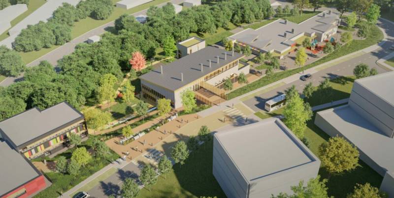 Les perspectives 3D pour le concours de l’extension du Groupe Scolaire Pierre Montet à Villefranche-sur-Saône près de Lyon