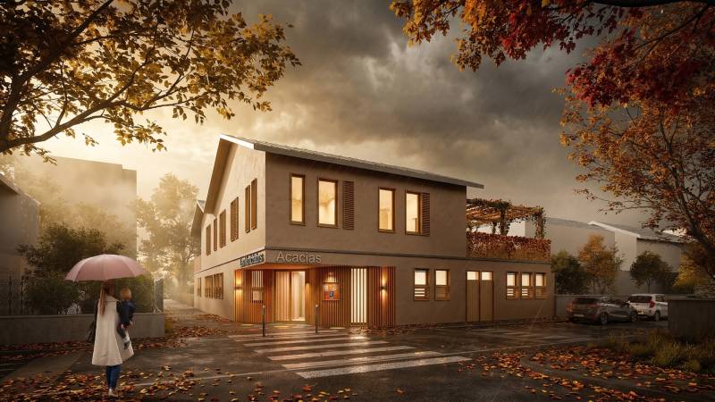 Les perspectives 3D du concours lauréat pour la nouvelle crèche Les Montchatons Acacias à Lyon 3 quartier Montchat