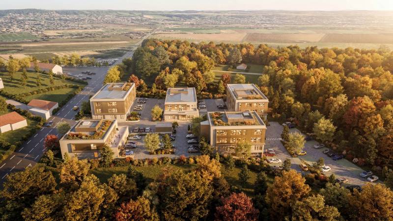 Bureaux Cap Saône : images 3D design, nature et flexibilité à Trévoux