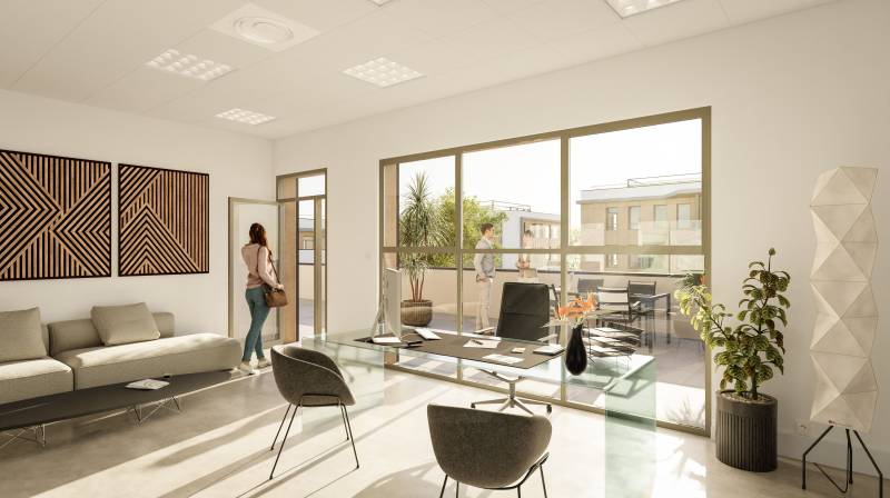 Bureaux Cap Saône : images 3D design, nature et flexibilité à Trévoux
