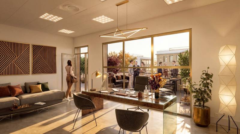 Bureaux Cap Saône : images 3D design, nature et flexibilité à Trévoux