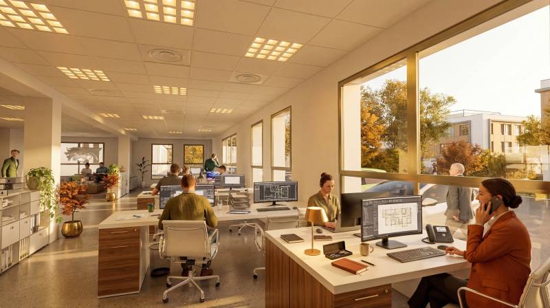 Bureaux Cap Saône : images 3D design, nature et flexibilité à Trévoux
