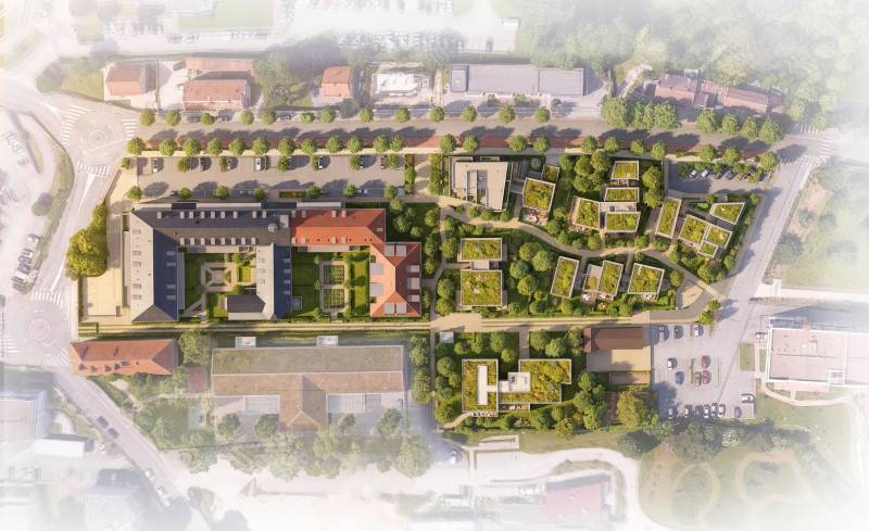 Plan masse paysager de la reconversion du bâtiment de l’institution Saint-Jean