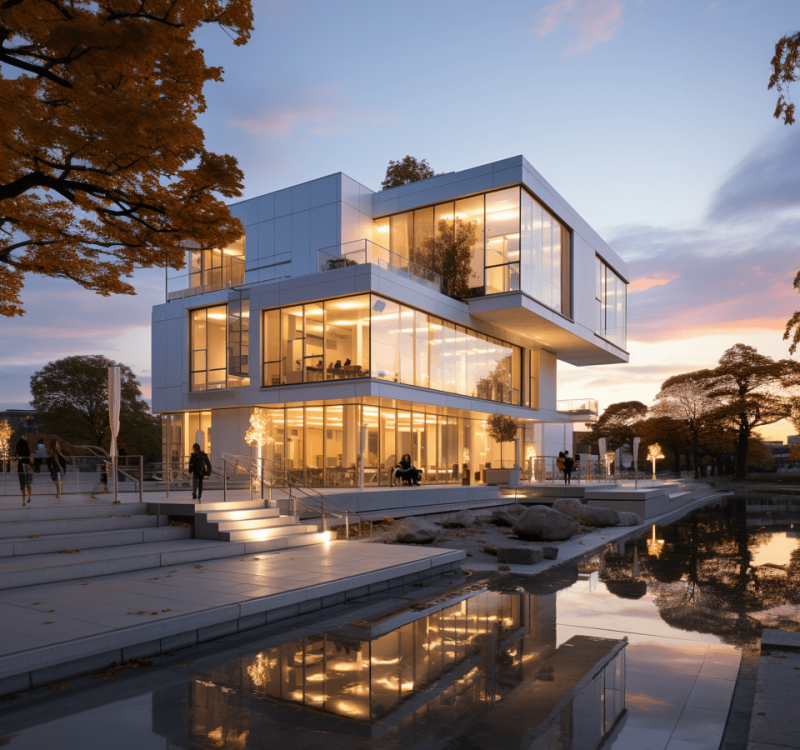 image 3D pour la Médiathèque vitrée à Tushanzhen : lumière, modernité et culture fusionnent