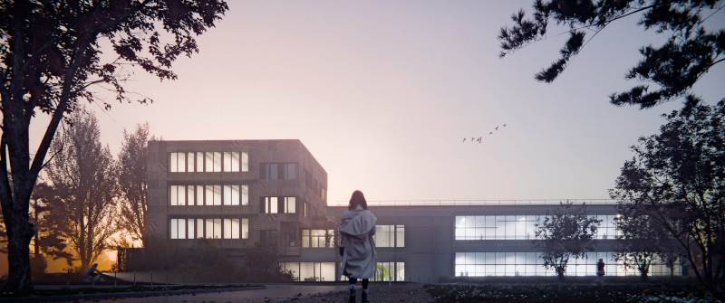 Perspective 3D pour le concours restreint de maitrise d'œuvre, Projet d'extension d'une plateforme technologique d'innovations – LYONTECH LA DOUA