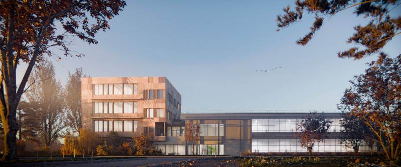 Perspective 3D pour le concours restreint de maitrise d'œuvre, Projet d'extension d'une plateforme technologique d'innovations – LYONTECH LA DOUA
