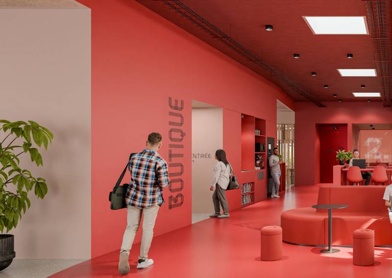 Réalisation des perspectives 3D pour la rénovation et l'aménagement de la salle co-working et restauration du CROUS de Nancy