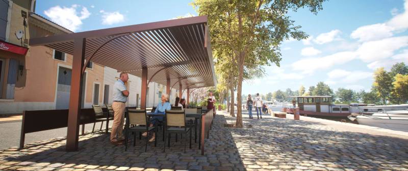 Film de présentation 3D et images 3D du projet de renouvellement urbain du port de Saint-Gilles du Gard, modernisation et valorisation patrimoniale