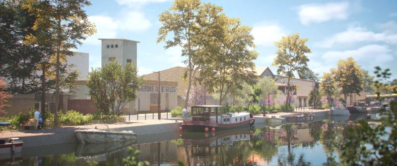 Film de présentation 3D et images 3D du projet de renouvellement urbain du port de Saint-Gilles du Gard, modernisation et valorisation patrimoniale