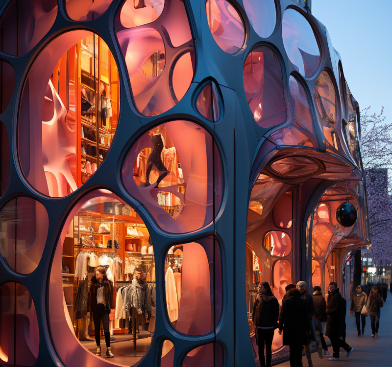 Conception sur mesure de façades et maquette 3D pour une boutique et showcase haut de gamme au cœur de Paris