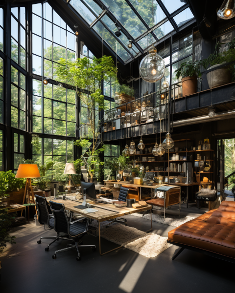 Perspectiviste spécialiste en création d'images 3D pour la rénovation d’un loft industriel en espaces de travail offices et co-work à Bruxelles
