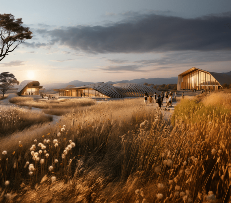 Hôtel luxe africain en image 3D : nature, design et hospitalité fusionnés.