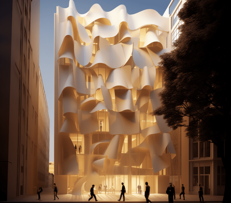 Projection en images 3D uniques de façades en pétales pour un projet de R&D à Los Angeles