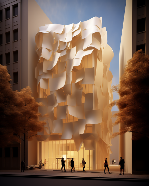 Projection en images 3D uniques de façades en pétales pour un projet de R&D à Los Angeles
