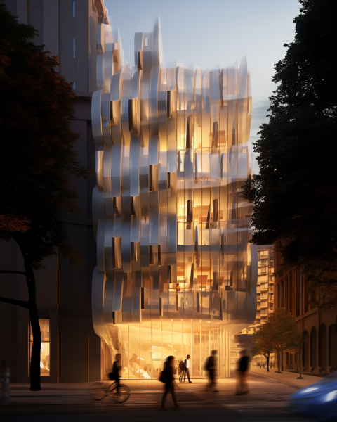 Projection en images 3D uniques de façades en pétales pour un projet de R&D à Los Angeles