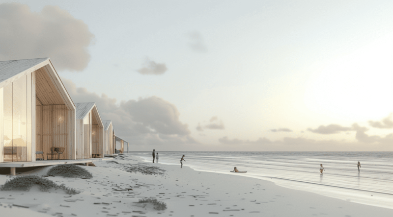 Village vacances à l'île de Ré créé en image 3D : nature préservée, vues mer et sérénité.