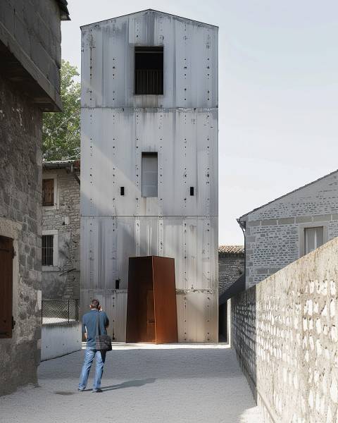 Dialogue entre époques : fusion harmonieuse d’architecture classique et acier Corten