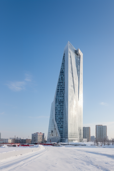 Architectures de verre et d’acier dans le Grand Nord, flottant dans la lumière polaire, en dialogue avec l’immensité blanche silencieuse.
