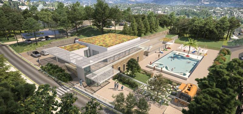 création de visuels 3D pour un projet de piscine municipale à Valbonne