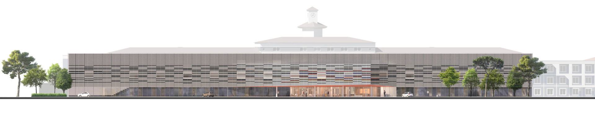 Concours pour le nouveau centre hospitalier dd Mont de Marsan, AIA Life Designer, perspective aérienne , piétonne et intérieure, maquette globale avec film d'animation 3D, rendu du concours avec façades 3D et plan masse