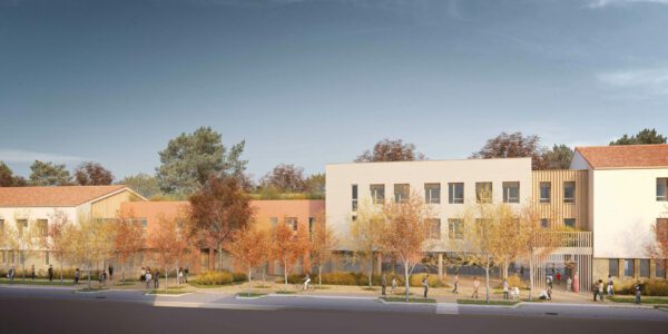 perspective 3D , concours groupe scolaire, perspective , image 3D, concours architecture, perspectiviste Lyon, rendu 3D, Grand-Clément, Agence AA Group Architectes